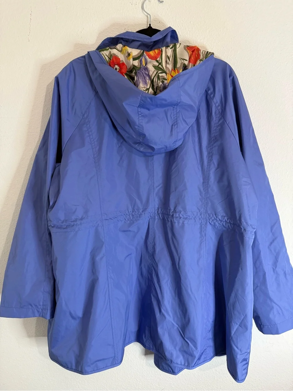 Dennis Basso Blue Floral Lined Anorak Rain Jacket Plus Size 2X